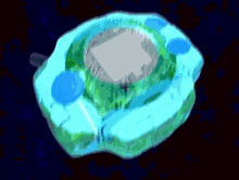 a green object with a white square in the middle