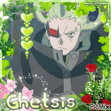a picture of a man with a red eye and the name ghetsis on the bottom