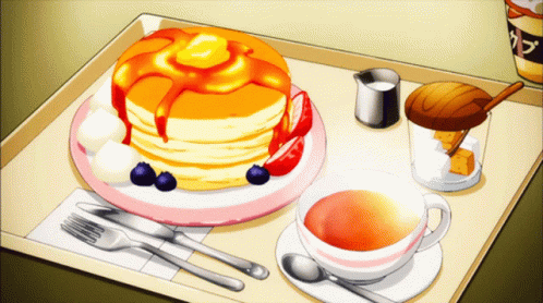 Anime pancakes with syrup sticker