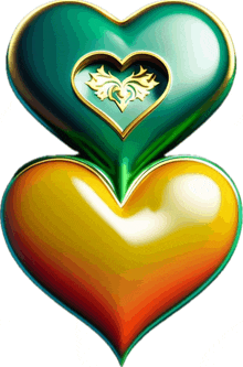 Hearts Double Hearts GIF - Hearts Double Hearts Green N Yellow Hearts GIFs