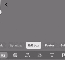 a gray background with the letter k on the top left