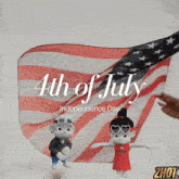 a 4th of july independence day greeting with two cartoon characters
