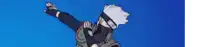 a man in a mask is flying through the air with his arms outstretched against a blue background .