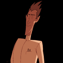 a cartoon character is laughing and has the letter i on his chest