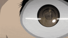 a close up of a person 's eye with a reflection of a camera