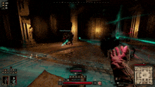 a screenshot of a video game shows a sword being thrown at a monster named cave of pain