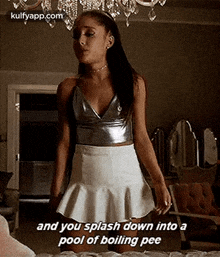And You Splash Down Into Apool Of Boiling Pee.Gif GIF - And You Splash Down Into Apool Of Boiling Pee Ariana Grande Scream Queens GIFs