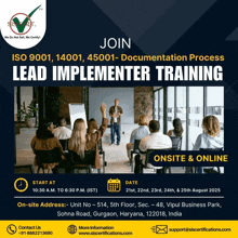 a flyer for a lead implementer training onsite and online