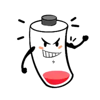 a cartoon illustration of a green battery with arms and legs and a face .
