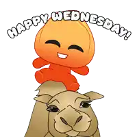 a cartoon drawing of a camel with the words happy wednesday