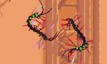 a pixel art drawing of a plant with a few leaves