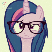 twilight sparkle from my little pony wearing glasses and a horn