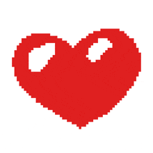 a pixel art of a red heart with white spots
