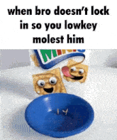 a picture of a box of milky way cereal next to a blue bowl