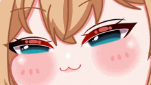 a close up of a girl 's face with a slight smile on her face