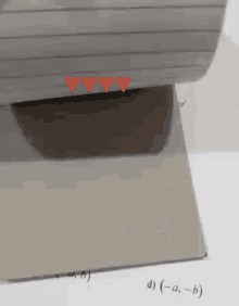 three red hearts are on a piece of paper that says d ( -a - b )