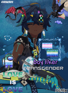 a picture of a boy with the words boy liker transgender love is love