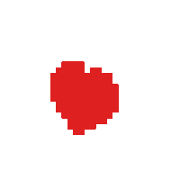 a pixel art red heart is on a white background .