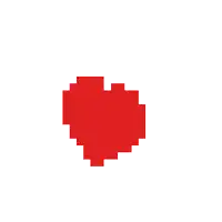 a pixel art red heart is on a white background .