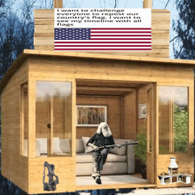America Flag Billboard Sign With American Flag GIF - America Flag Billboard Sign With American Flag Old Cabin GIFs