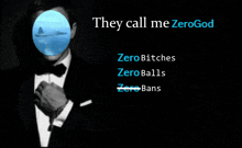 a man in a tuxedo has a picture of a plane on his face and the words they call me zerogod below him