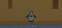a minecraft character with the letter h on the back of their shirt
