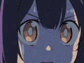 a girl with a scarf around her neck is standing next to a monster with sharp teeth