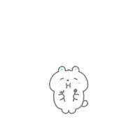 a drawing of a white bear with blue eyes and a smile on its face .