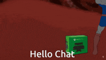 a cartoon of a donkey and a box with the words hello chat