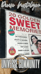 a cd titled 20 golden sweet memories is being held by a person