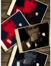 a collage of images of a woman with a red face