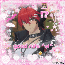 a picture of a man with red hair and the words good nite awa on the bottom