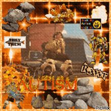 a collage of images with the word autism on the bottom