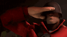 a cartoon soldier is saluting with his hand on his forehead
