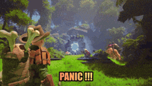 a video game scene with the words panic written on the screen