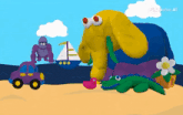 a cartoon of stuffed animals on a beach with the words plverse.ai on the bottom right