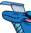 a pixel art of a blue dragon with a white wing
