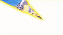 a cartoon character with a sword in his hand looks down