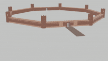 a 3d model of a castle with a circular fence around it