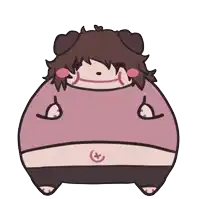 a cartoon drawing of a person with a pink shirt
