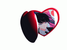 a couple of heart shaped frames with anime girls on them