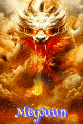a painting of a dragon with the name megurin written below it