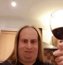 Happy Androgynous Man Drinking Wine GIF