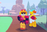 a cartoon character wearing sunglasses and a helmet is walking down a path