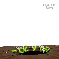 a cartoon of a fearless fairy jumping over a hole
