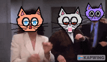 a group of people with cats on their faces and the word kapwing in the corner