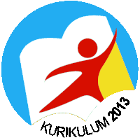 a logo that says kurikulum 2013 with a person holding a book