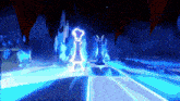 a chess board with a glowing king and queen