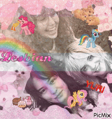 a picture of two women with ponies and the words lesbian