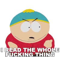 I Read The Whole Fucking Thing Eric Cartman Sticker